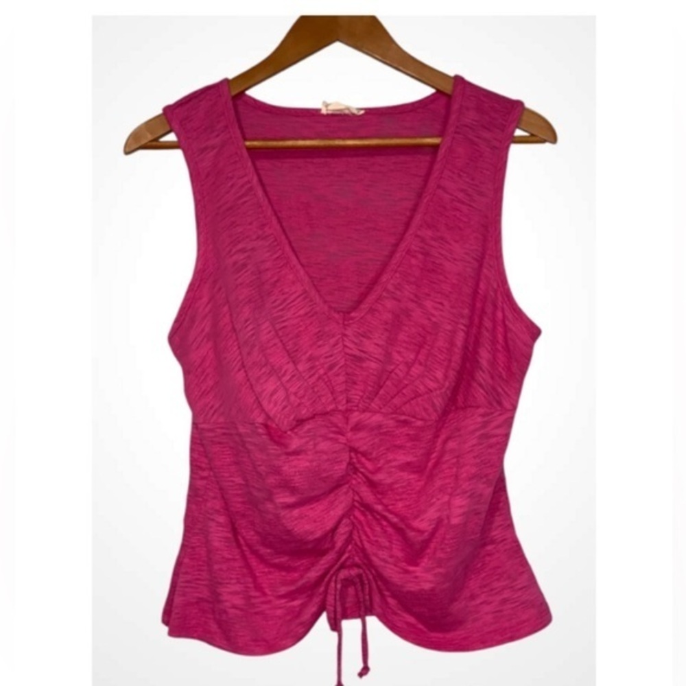 The General Good Women's Pink Sleeveless Cinched V-Neck Tie Front Top Large